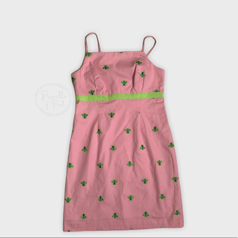 Lilly Pulitzer Pink High Neck Dress Green Bees - Picture 2 of 16